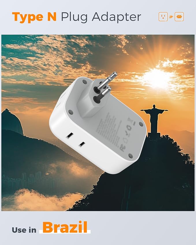 TESSAN Brazil Plug Adapter 2 Pack, 7 in 1 US to Brazil Power Adapter - Image 2