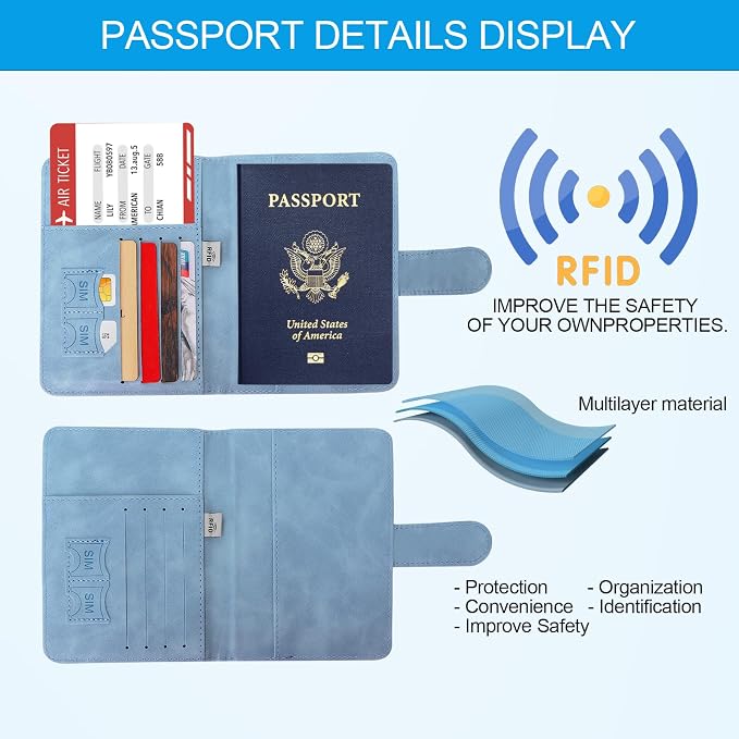 Passport Holders, RFID Blocking Credit Card Holder, PU Leather Vaccine Card - Image 3