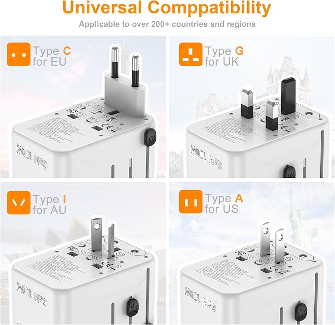 PD100W GaN Universal Travel Adapter, International Power Adapter in One - Image 4