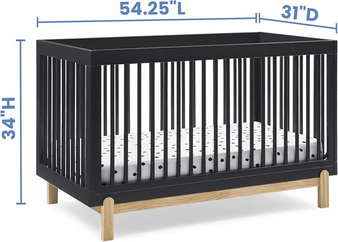 Delta Children Poppy 4-in-1 Convertible Crib, Midnight Grey/Natural - Image 6
