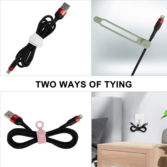 Nearockle 50Pcs Silicone Cable Ties Cord Organizer - Image 4