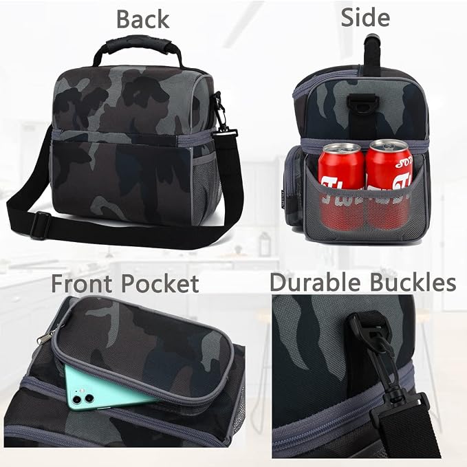 FlowFly Double Layer Cooler Insulated Lunch Bag Adult Lunch Box Large Tote Bag - Image 5