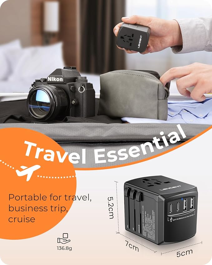 LENCENT Universal Travel Power Adapter, International AC Plug Adaptor - Image 6