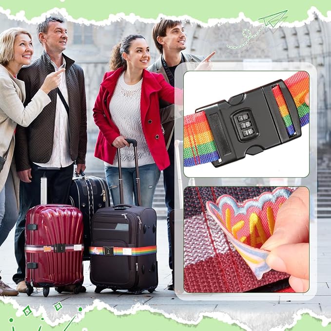 Adjustable Luggage Straps with Combination Lock – 4 Pack Bright Colors - Image 6