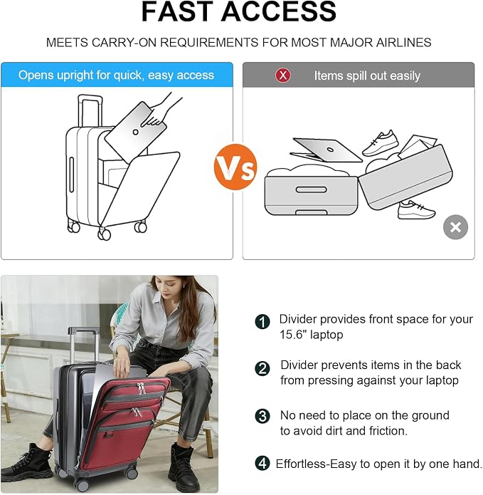 KROSER Hardside Expandable Carry On Luggage 22x14x9 Airline Approved - Image 6
