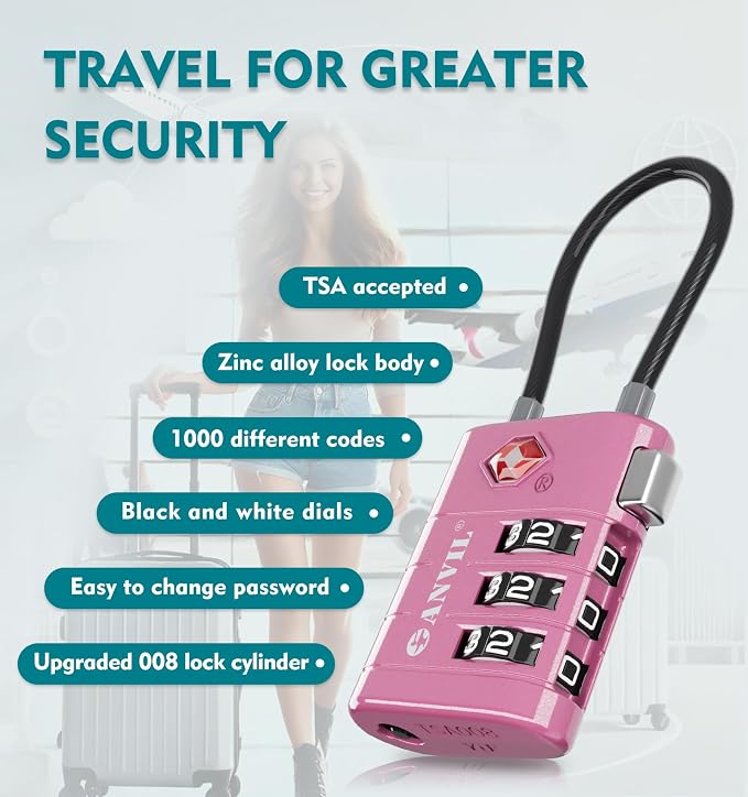 ANVIL TSA Approved Luggage Locks – High Security TSA008 Combination Travel Locks - Image 5