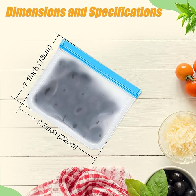 10 Pack Reusable Storage Bags, Dishwasher Safe Reusable Food Storage Bags - Image 2