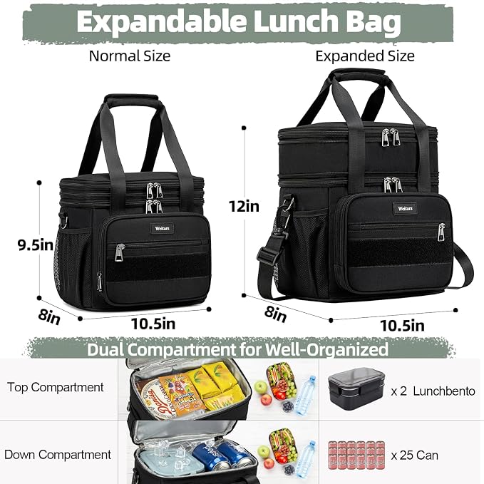 Weitars Lunch Box for Men Women Dual Compartment Lunch Box Heavy Duty Large - Image 5