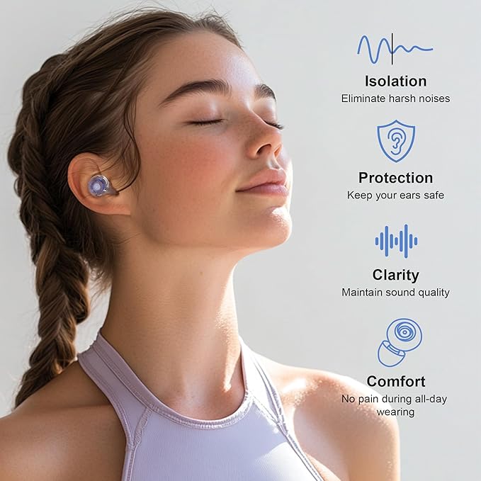 Ear Plugs for Concerts, 2 Pack High Fidelity Ear Plugs, Reusable Silicone - Image 2