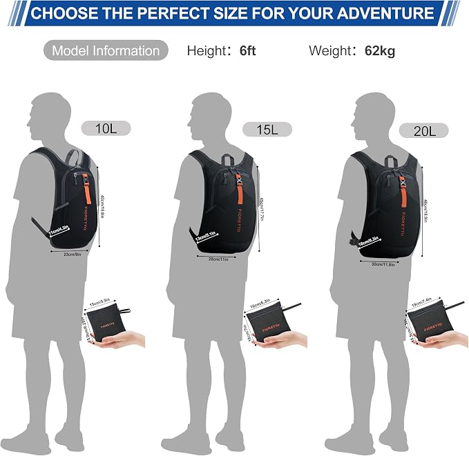 FIORETTO 15L Hiking Backpack for Women Men Mini Packable Backpack Lightweight - Image 5