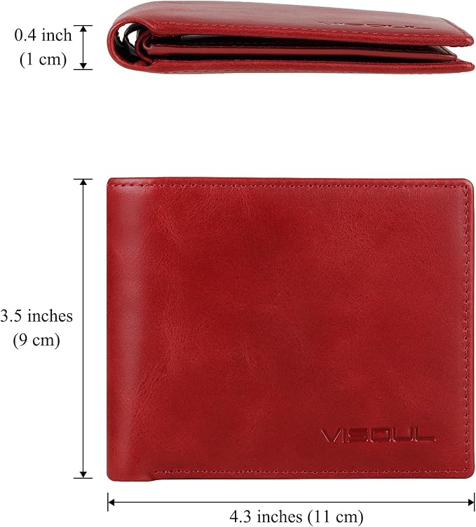 VISOUL Leather Mens Bifold RFID Blocking Wallet - Image 3