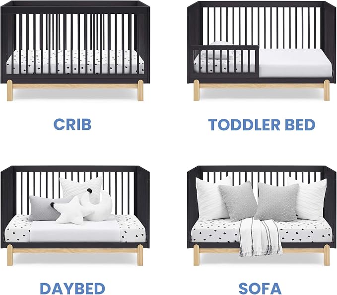 Delta Children Poppy 4-in-1 Convertible Crib, Midnight Grey/Natural - Image 5