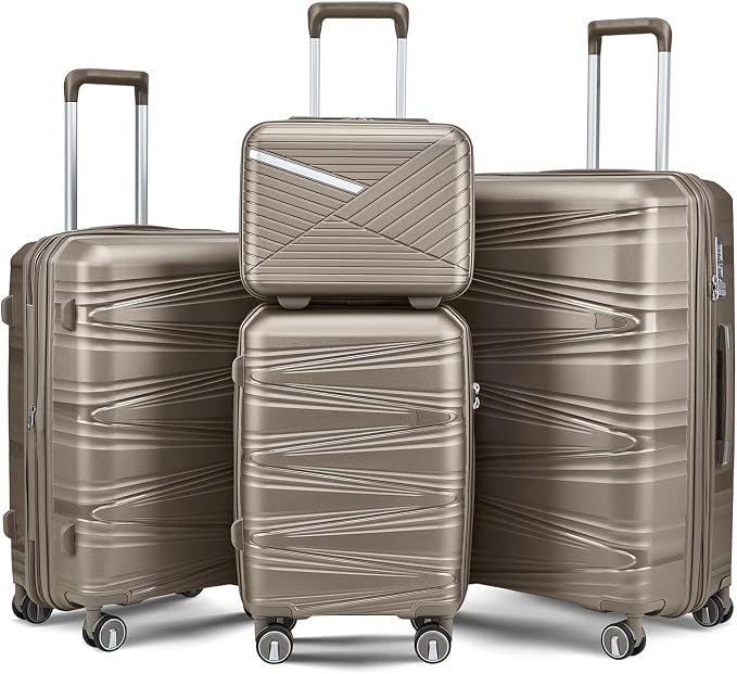 Campfun Luggage 4 Piece Sets, Expandable Carry On Luggage Set Hardshell PP by Campfun