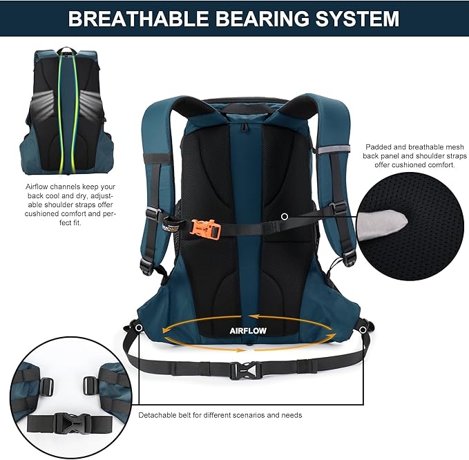 MOUNTAINTOP Hiking Backpack 35L Travel Backpack Lightweight Daypack - Image 3