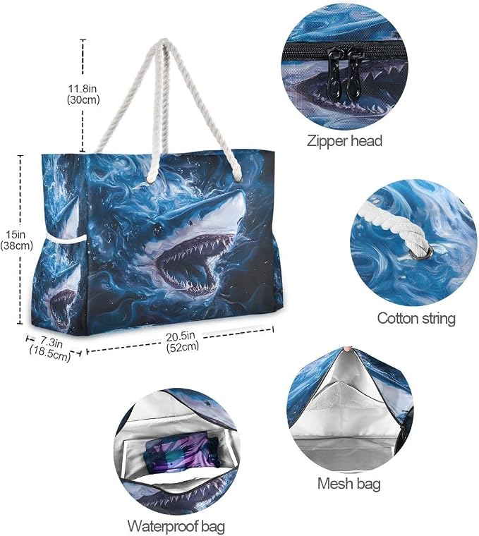 senya Large Beach Bags Totes Canvas Tote Shoulder Bag Soft Wave Water Resistant - Image 4
