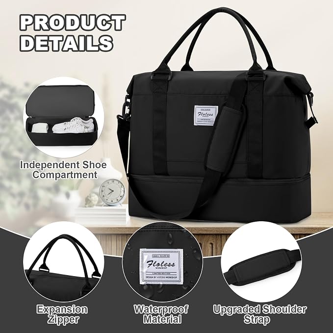 Travel Duffel Bag, Sports Tote Gym Bag, Shoulder Weekender Overnight Bag - Image 4