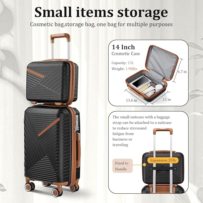 Campfun Luggage 4 Piece Sets, Expandable Carry On Luggage Set Hardshell PP - Image 5