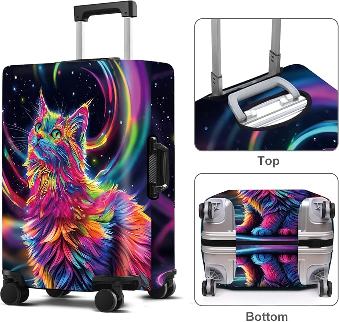 Cat Luggage Cover Washable Suitcase Protector Anti-Scratch, Stretchable Fit - Image 2