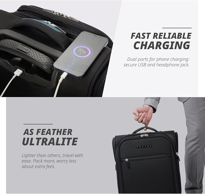 Verage Under Seat Luggage with Wheels, Softside Small Suitcase Spinner Carry On - Image 7
