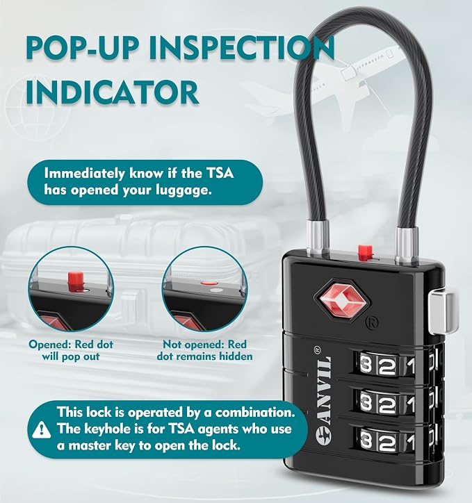 ANVIL TSA Approved Luggage Locks – High Security TSA008 Combination Travel Locks - Image 3