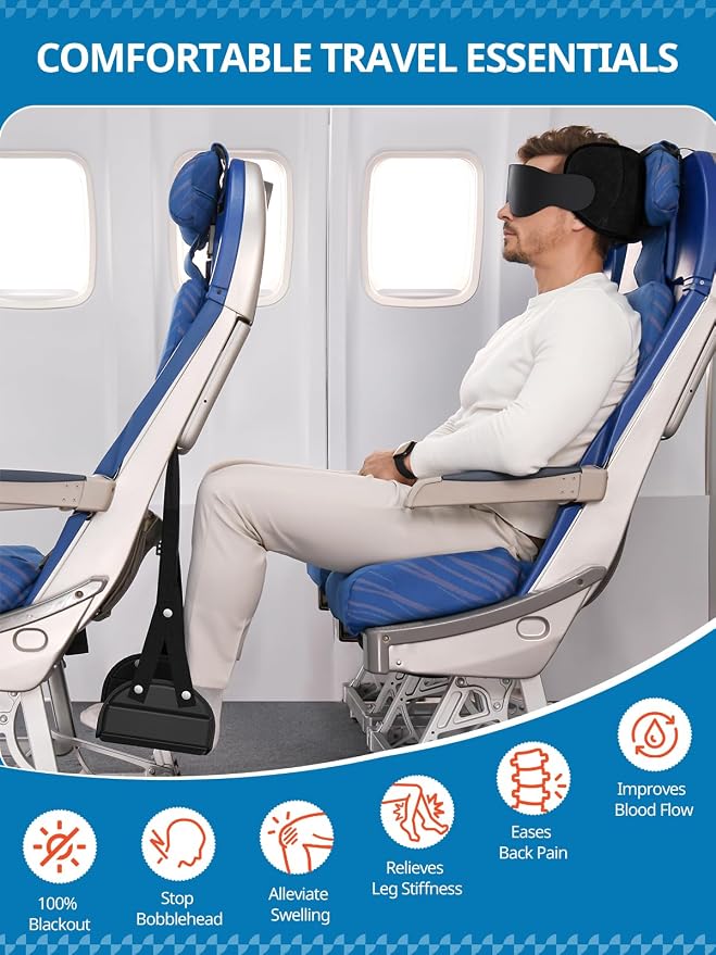 Travel Pillow Airplane Foot Hammock Set, Airplane Pillows - Image 2