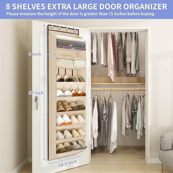 FENTEC 1 Pack Over The Door Shoe Organizer, 8-Tier Shoe Rack - Image 4