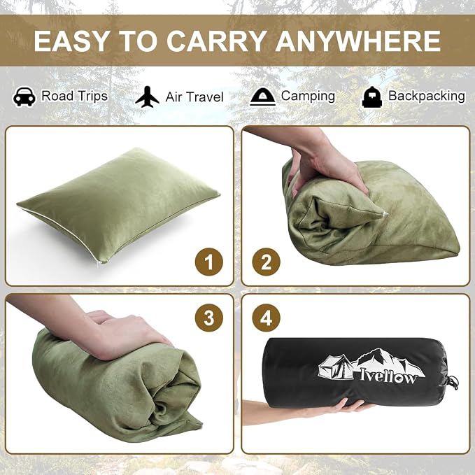 Ivellow Memory Foam Travel Pillow Compressible Camping Pillow - Image 7