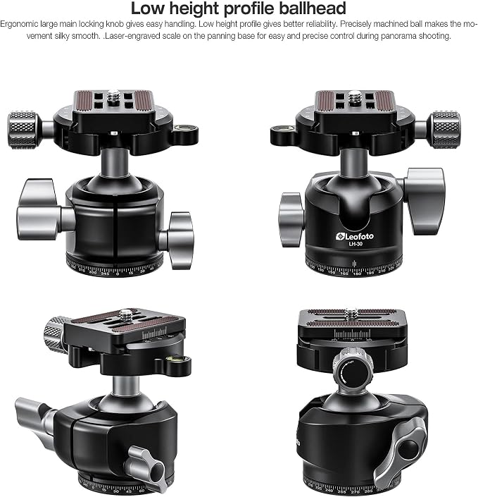 Leofoto Professional Camera Tripod, 4 Leg Sections, 360° Ball Head, Max Load - Image 2