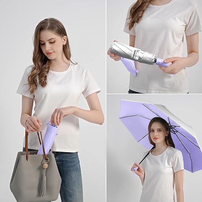 BAODINI Small UV Protection Travel Umbrella Compact - Image 4