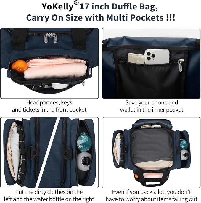 Small Duffel Bag 17 inch Carry On Weekender Bag - Image 4
