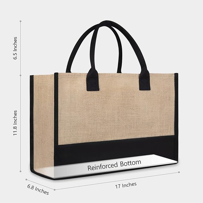 TOPDesign Initial Jute/Canvas Tote Bag, Personalized Present Bag, Suitable - Image 2