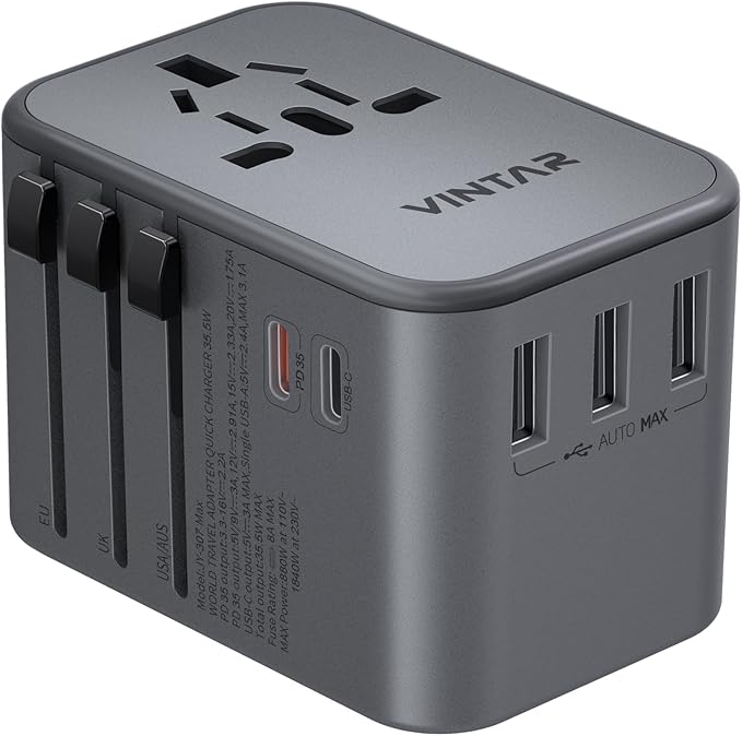 Universal Travel Adapter, VINTAR 35.5W International Power Adapter by VINTAR