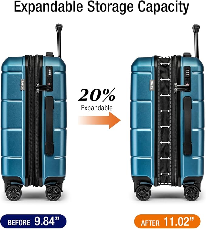 KYME Hardside Expandable Carry On Luggage 22x14x9 Airline Approved 20 Inch - Image 2