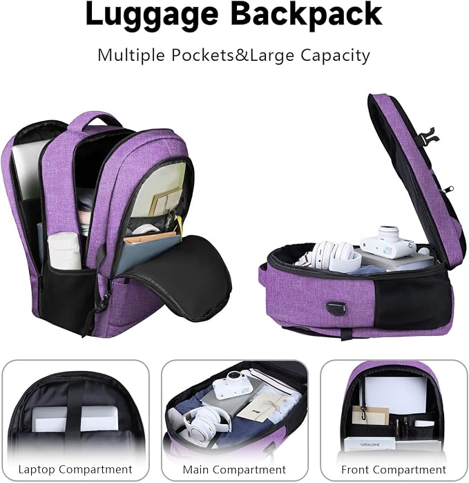 Lapsouno Travel Backpack, Travel Laptop Backpack, TSA Friendly Water Resistant - Image 2