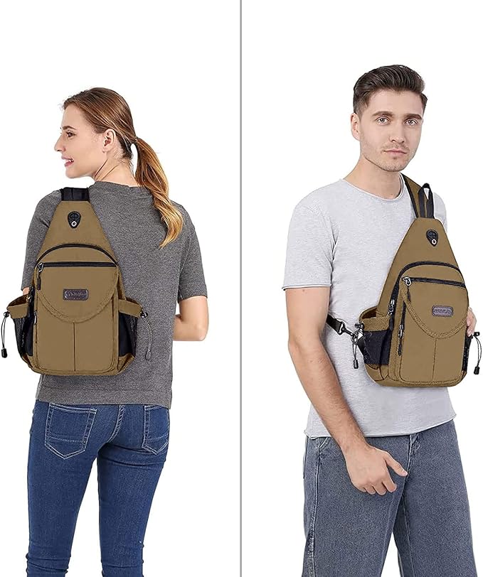 MOSISO Sling Backpack, Canvas Crossbody Hiking Daypack Bag - Image 5