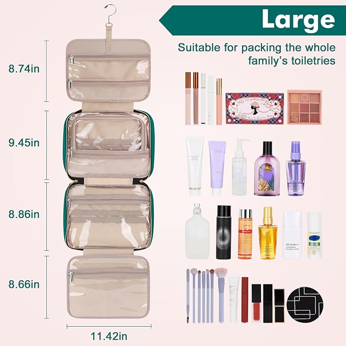Wedama Toiletry Bag for Women, Large Cosmetic Travel Bag, Hanging Toiletry Bag - Image 2