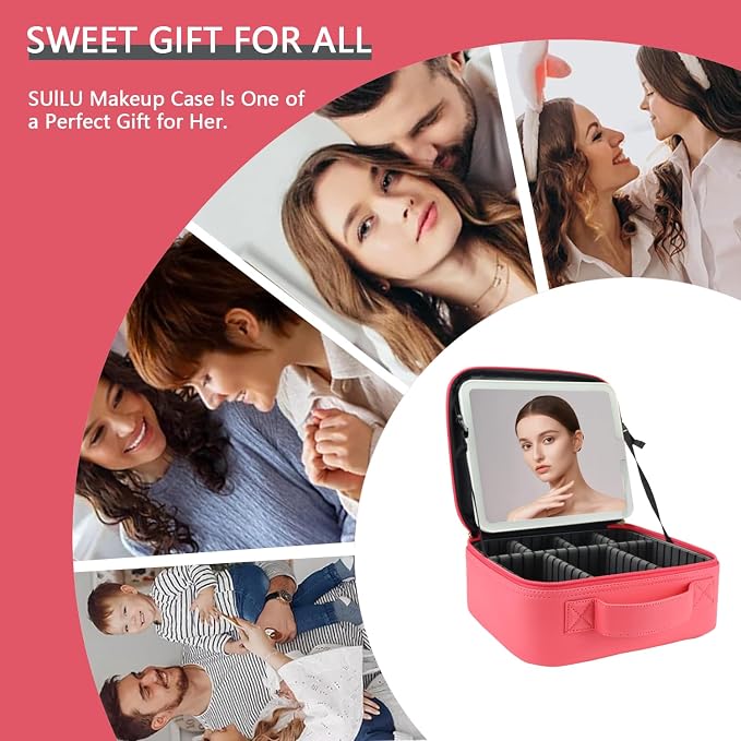 Makeup Bag with Led Mirror, Travel Makeup Organizer with 3 Color Setting - Image 6