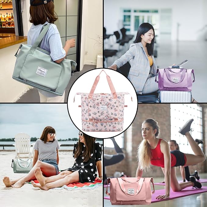 Large Capacity Foldable Travel Bag Expandable Portable Carry on Bag Dry&Wet - Image 6