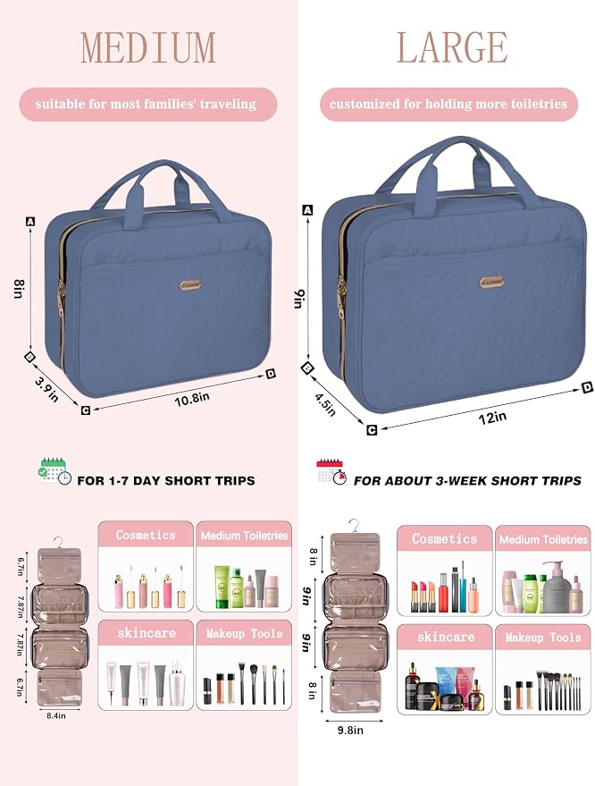 Blue Toiletry Bag, Makeup Organizer, Travel Bag - Image 6
