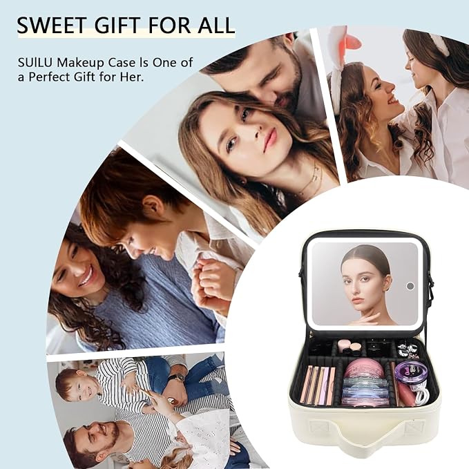 Makeup Bag with Led Mirror, Travel Makeup Organizer with 3 Color Setting - Image 6