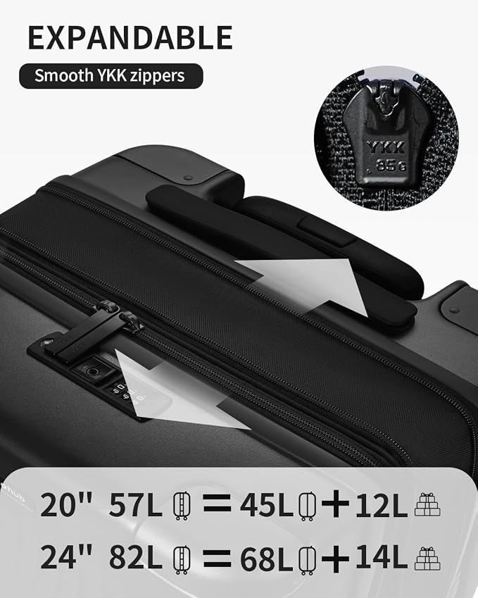 ECOHUB Hardside Expandable Carry On Luggage Sets, Recycled PC 20/24" Rolling - Image 4