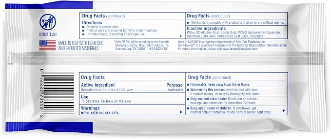 Nice 'N CLEAN Sensitive Skin Wet Hand Wipes 90ct | Infused - Image 6