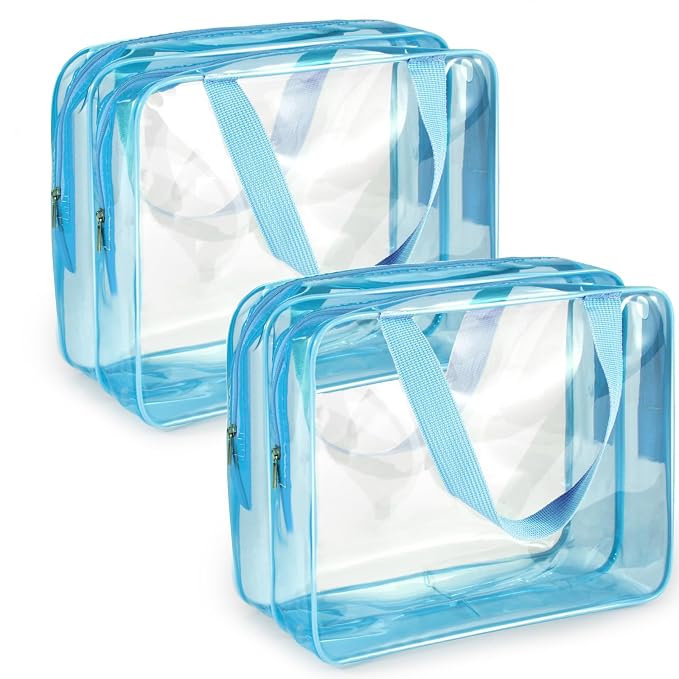 2Pcs Crystal Clear PVC Travel Toiletry Bag Kit by ROYBENS