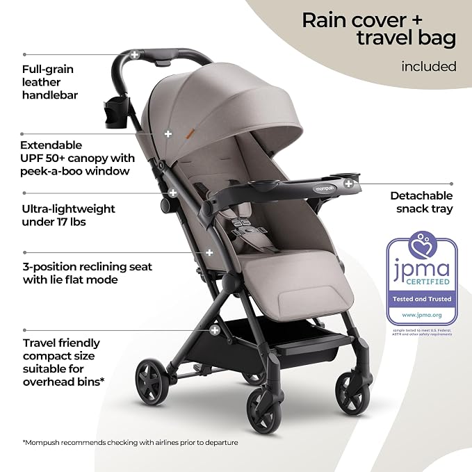 Mompush Lithe V2 Lightweight Travel Stroller, Compact Foldable Baby Stroller - Image 4