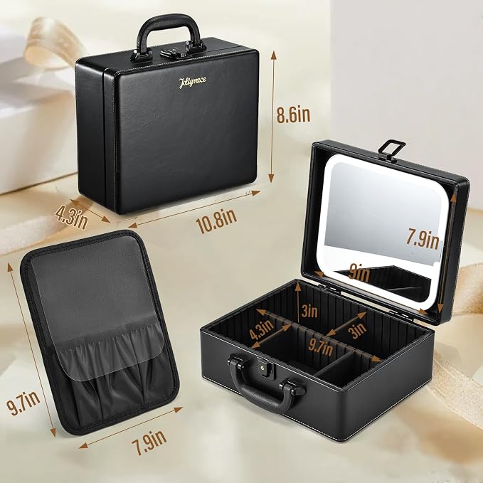 Joligrace Makeup Box with Detachable Lighted Mirror, Travel Train Case - Image 6