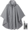 Rain Poncho Jacket Coat Hooded Zipper Style by salamra