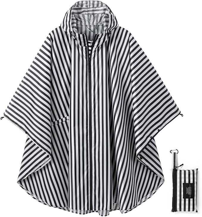 Rain Poncho Jacket Coat Hooded Zipper Style by salamra