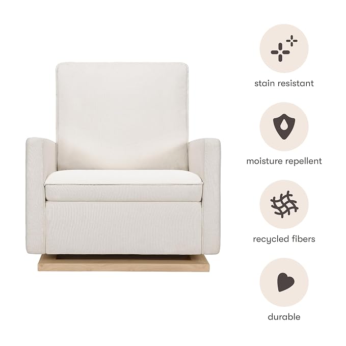 babyletto Cali Pillowback Chair and a Half Glider in Performance Cream Eco-Weave - Image 6