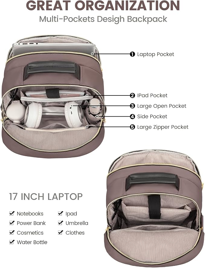 LOVEVOOK Laptop Backpack for Women, Large Capacity Travel Computer Work Bag - Image 3