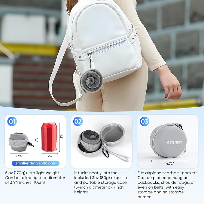 Compact Travel Pillow with Adjustable Straps & Washable Cover, Portable Neck - Image 2